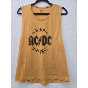 NWOT American Classics AC DC High Voltage Womens Tank Top Mustard Yellow XLarge